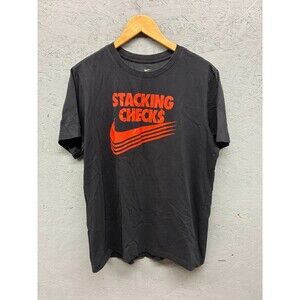 The Nike Tee Black Short Sleeve Shirt Red Stacking‎ Checks Swoosh Men's Size L